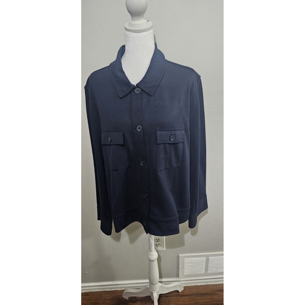 J. Jill Wearever Collection‎ Jacket Blue Sz 2X Minimalist Career Wear Preppy